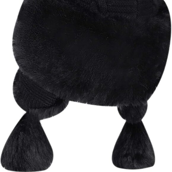 Women Faux Fur Trapper Black Hat